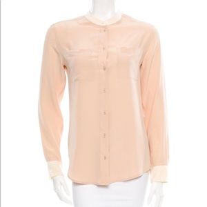 Equipment Silk Blouse Button Shirt Peach Beige XS